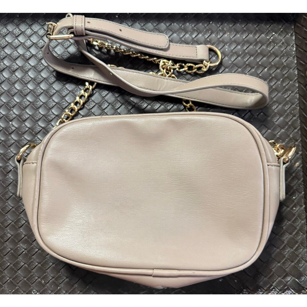 Badgley Mischka Quilted Taupe Crossbody Bag Gold Chain Beige Purse - Picture 14 of 14